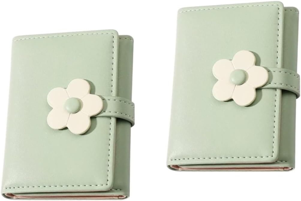 CALLARON 2pcs Cute Floral Student Wallet Stylish Pu Purse Card Holder for Boys and Girls Lightweight Compact Design for Easy Portability for Home Office Travel and Everyday Use
