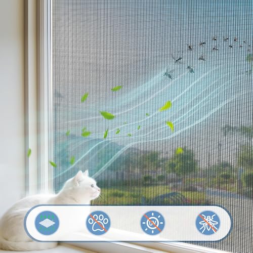 MAGZO Window Screen Replacement Mesh 48"W x 99"L - Pet Resistant Premium & Durable Polyester Screen Door Mesh, Allows Fresh Air in, DIY Repair Kit Includes Tool for Sliding Doors,Windows,Patio, Black by MAGZO - Image 3