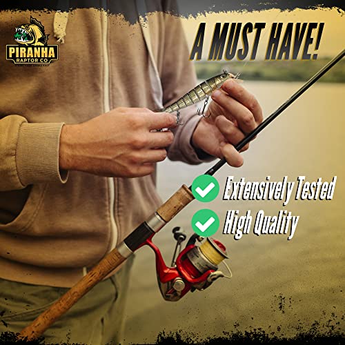 Piranha Raptor Fishing Lures For Bass, Trout, Walleye | Multi Jointed Swimbaits | Swimming Lures | Topwater Lures | Freshwater | Saltwater | Lifelike Fishing Tackle Lures Kit (A - 5.4" / 0.95Oz) #TOP3