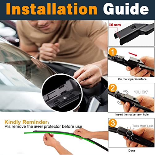 Autoboo 26"+18" Windshield Wipers With 11" Rear Wiper Blade Replacement For Vw Volkswagen Golf 2021-2015, Vw Volkswagen E-Golf 2021-2015, Volkswagen Gti 2021-2015 -Original Factory Quality (Pack Of 3) #TOP6