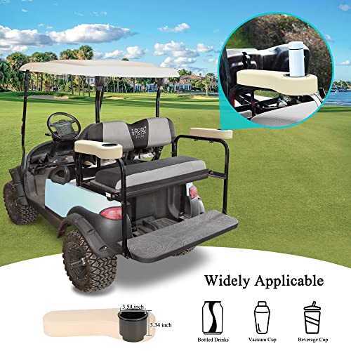 9.99World Mall Golf Cart Armrest With Cup Holder, Black Arm Rests For Rear Seat Kit For Ezgo/Yamaha/Club Car Upgrade Support Frame Golf Cart Armrest Sets No Drilling #TOP1