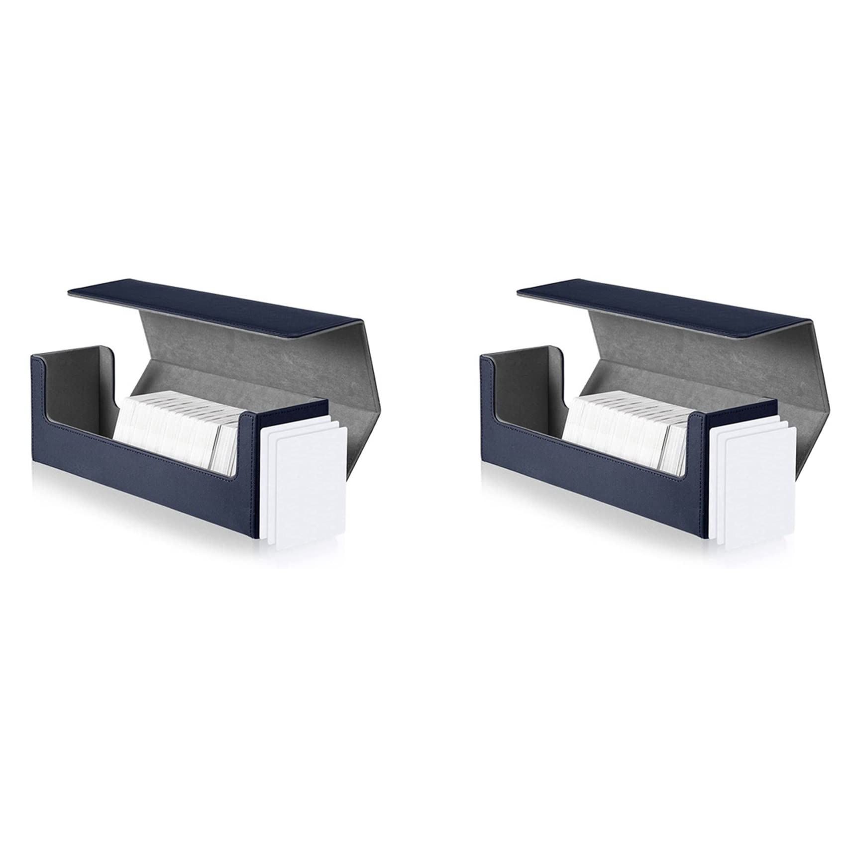 2X Desk Box 400 Pudełko na karty Deck Box ze skóry PU Pudełko do kolekcjonowania gier karcianych (niebieskie)