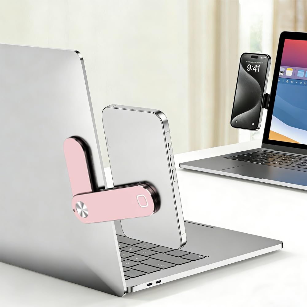 Adjustable Laptop Stand Magnetic Phone Holder for Laptop Designed Adjustable Phone Monitor Side Mount Slim Portable Foldable Computer