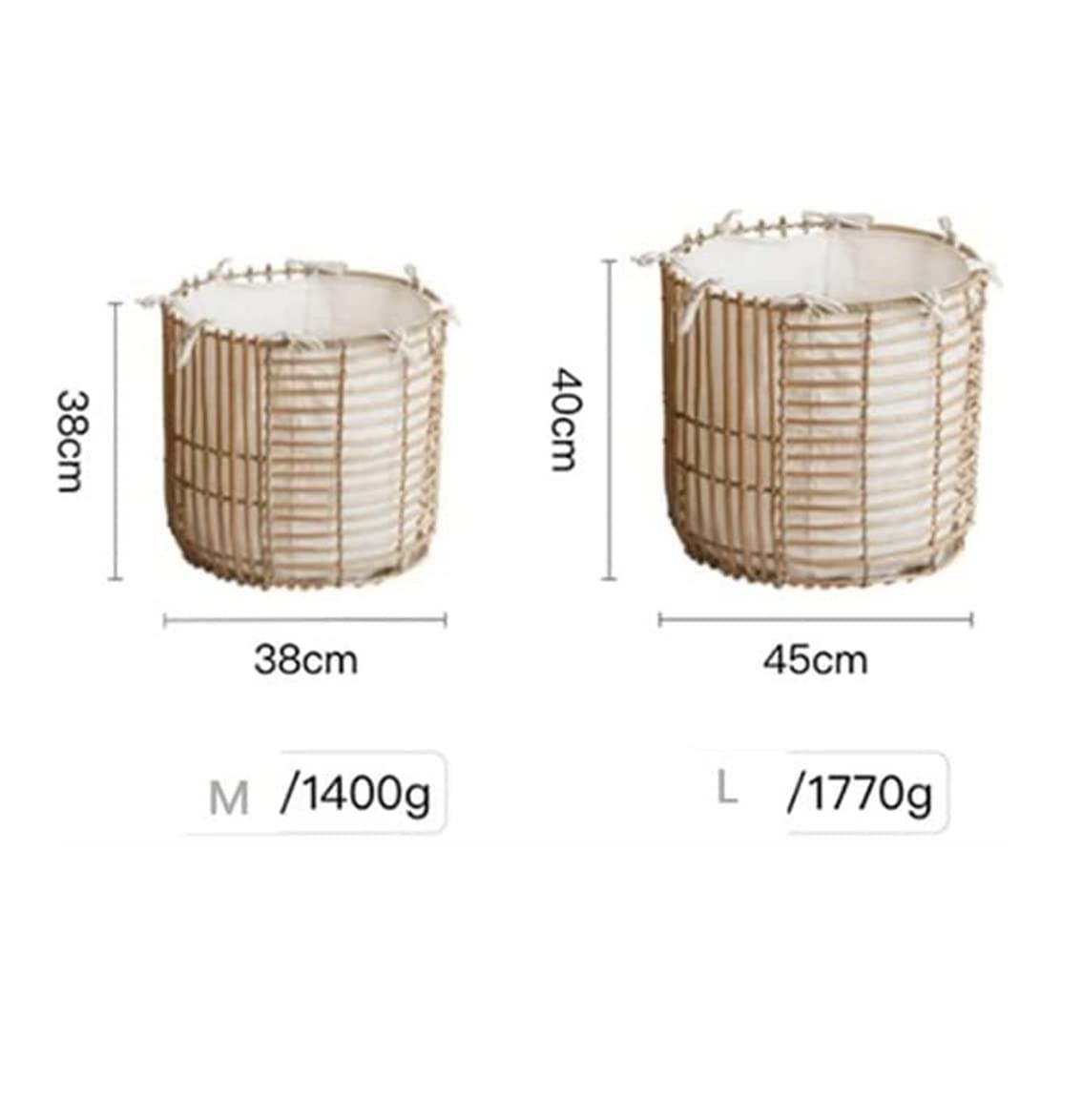 Cesto Ropa Hamper Cesta de Ropa Sucia Tejida a Mano, cestas Mimbre Boho con asa, Almacenamiento Accesorio Lavandería(38 * 38cm)