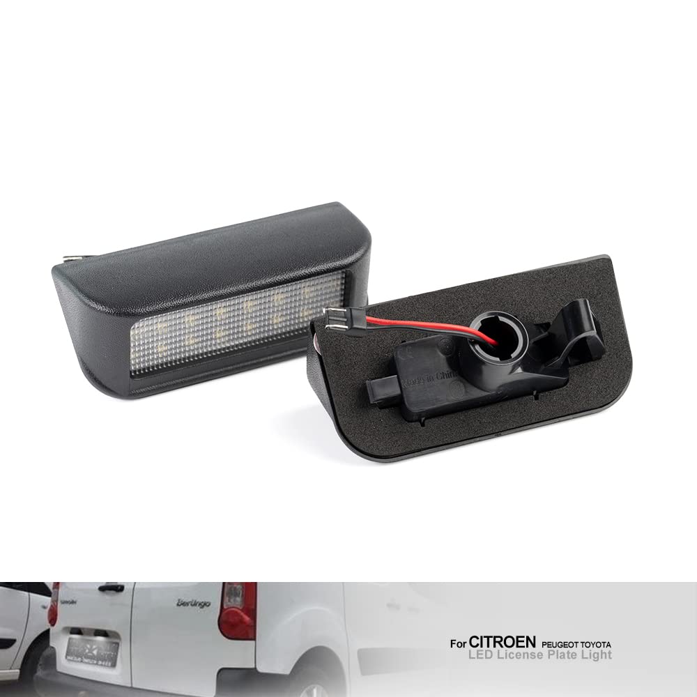 Lot 2 Lampes Plaque D'Immatriculation Robustes Pour Citroën Berlingo, Peugeot Expert, Partner, Toyota Proace - 6340.G7