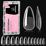 Beetles Medium Almond Nail Tips 576pcs 12 Sizes, Pre-Etched Soft Gel Nail Tips Half Matte Full Cover Press on False Nail Tips Clear Acrylic Nails Glue on Nails DIY Nail Extension Gift for Women