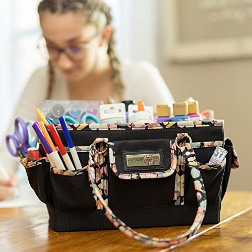 Everything Mary Deluxe Store And Tote, Black & Floral - Caddy For Art, Craft, Sewing & Scrapbooking Supplies - Craft Organizers And Storage With Many Compartments #TOP2