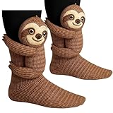 JazRvr 3D Stricksocken Mit Faultier, Paw Socks, Legami Socken, Faultier Socken, Animal Socks, Tiersocken Für Damen Und Herren, Kuschelsocken Aus Baumwolle