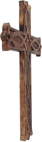 Miniatura 4 de IBLAY Crucifijo católico religioso de madera para colgar en la pared, 18 x 12 pulgadas, tallas para sala de estar, decoración del hogar, decoración