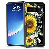 Vobber for Pixel 7 Pro Case,Heavy Duty Dual Layer Hybrid Hard PC Soft Rubber Shockproof Protective Rugged Bumper Case for Google Pixel 7 Pro 5G 2022,Sunflowers Floral Patterns