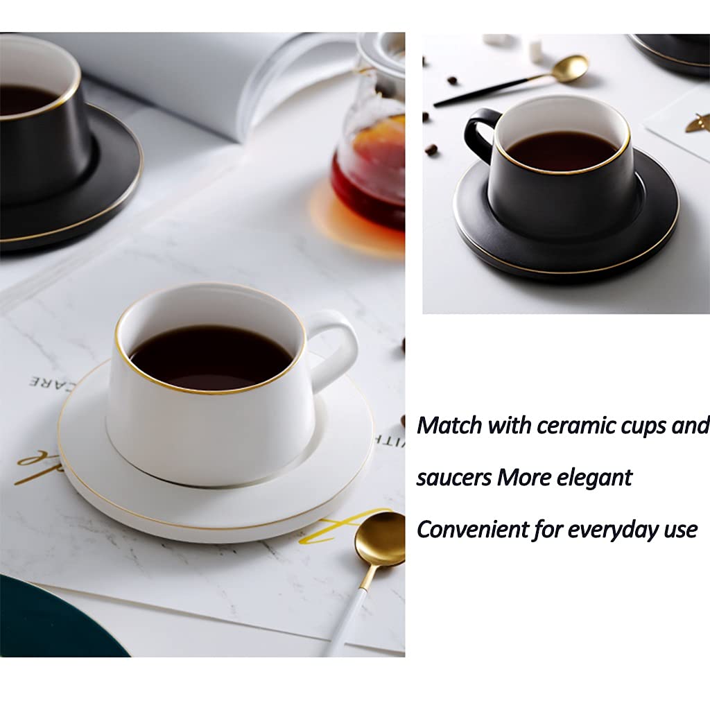 Kaffee Cups Set von 2, tassen mit untertassen, 8,5 Unze für Spezialitätenkaffeegetränke, Latte, Café Mokka und Tee, Becher Geschenkset für Männer Damen Dad Mama Friend's Brithday ( Color : Black )