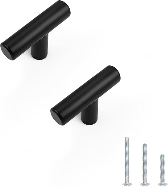 Probrico Black Stainless Steel Kitchen Cabinet Door Handles T Bar Drawer Pulls Knobs 2-13 inch Length Diameter 1/2 inch