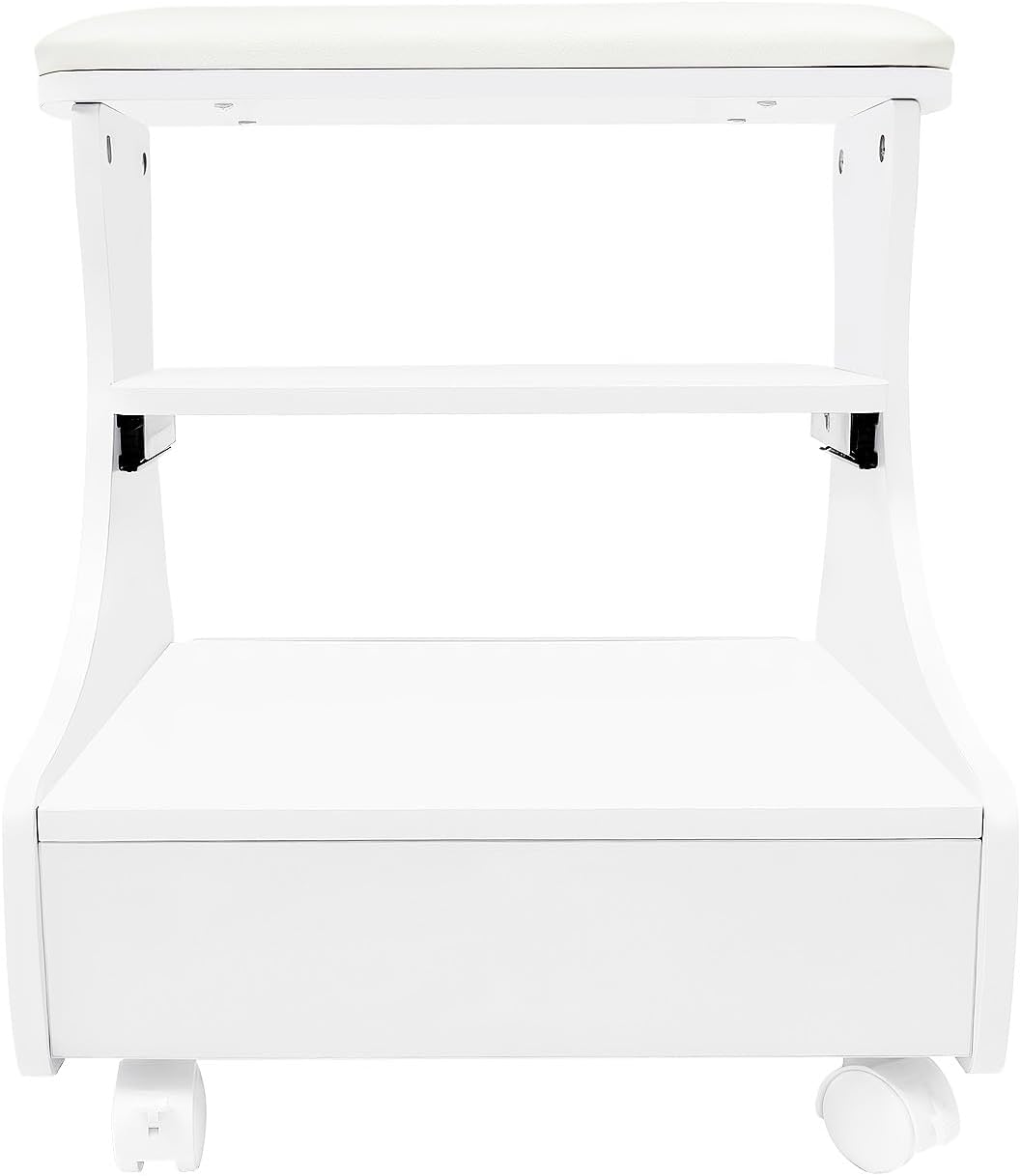 Pedicure Foot Rest, Foot Bath Spa Trolley Cart with Wheels, Pedicure Stool for Foot Rest Massage, Trolley for Feet Bath, Pedicure Stools for Nail Tech, Nail Tech Spa (White)