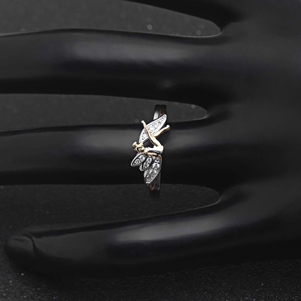 Fairy Ring for Women by Ginger Lyne Sterling Silver Two Tone Fairy Wing Rings For Women Fashion Jewelry Whimsical Statement