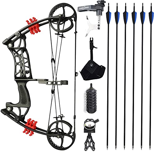 SHARROW 30-55Lbs Compoundbogen Set Erwachsene Bogenschießen Katapult Stahlball Dual-Use Compoundbogen Jagdbogen Angeln Bogen und Pfeil Set für Erwachsene Jagd Angeln Linkshändig Rechtshändig (Typ C)