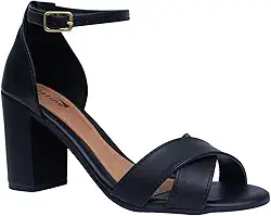 Sandália Feminina Salto Bloco Grosso Casual Confortável 28.08