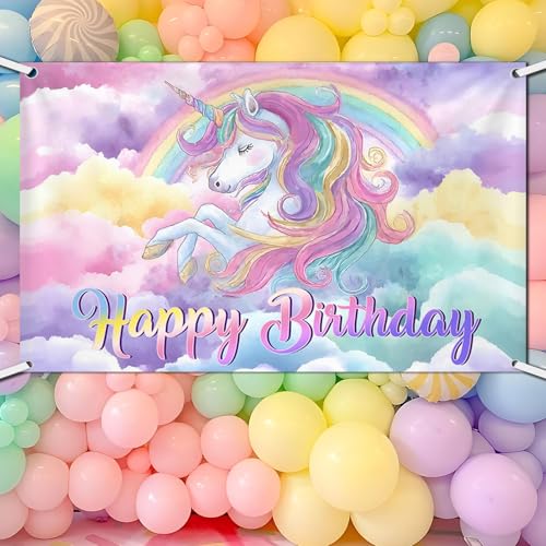 Fondo Unicornio para Fiesta de Cumpleaños 180x110 cm miniatura 5