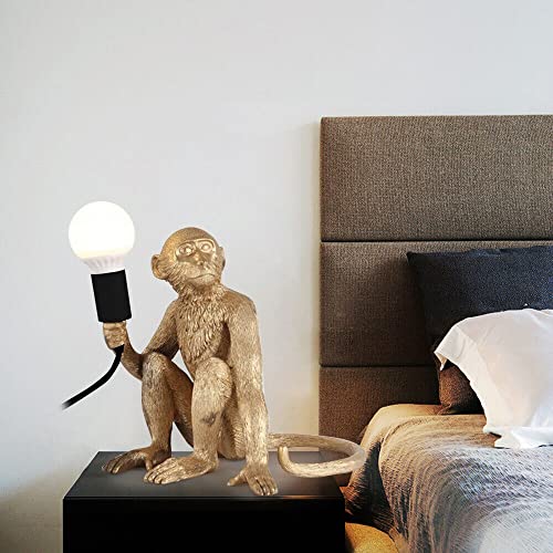 Tfcfl Vintage Resin Monkey Form Tabletop Light, Industrial Retro Edison Desk Lamp For Interior Creative Decoration & Lighting (Table Lamp - Gold) #TOP4