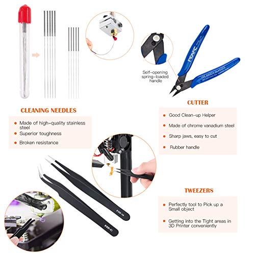 OLYCRAFT 23PCS 3D-Druckerdüsen-Reinigungswerkzeuge Und Entfernungswerkzeuge Das Kit Enthält EIN Spachtel, Drahtbürste, Drahtbündelschneider, Schabermesser, Diamantfeilen Und Pinzetten – Bild 4