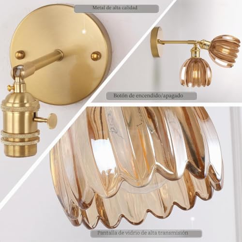 Aplique de pared interior con interruptor y lámpara de cristal para cocina 6