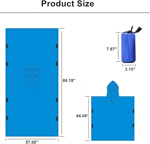 Vista 3 de UNISTRENGH Poncho impermeable Ripstop con capucha versátil, impermeable, impermeable, impermeable, para senderismo, senderismo, senderismo