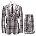 Mens 3 Piece Suit Check Plaid Slim fit One Button Formal Dress Blazer Jacket Tux Vest & Trousers