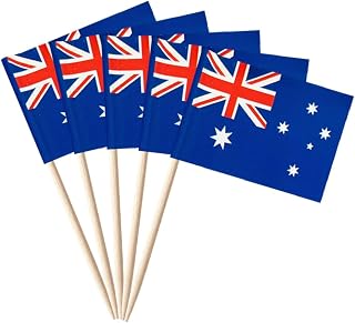stidsds 100 Pcs Australia Flag Australian Toothpick Flags Mini Small Australia Cupcake Toppers Stick Flags Banner Country Party Cocktail Fruit Decoration