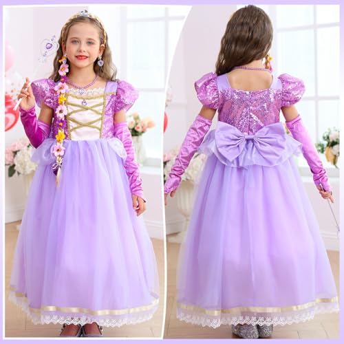 Disfraz de Princesa Morado para Niñas 7-8 años miniatura 3