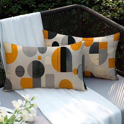 Image of Xlccaioo Set of 2 Multicolor Linen Cushion Covers, 50x30cm Decorative Throw Pillow Covers, Outdoor Waterproof Cushion Cover with Invisible Zipper, Spring Summer Throw Pillow Cases for Sofa Bed XC-8480