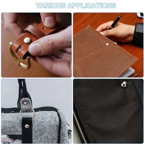 PATIKIL 8x11x9mm Nieten für Leder, 12er Pack Metallknopf-Spikes Schrauben-Set Schraubnieten Rundkopf-Nieten Schraubknöpfe DIY Leder-Hardware Verzierung Handwerk, Messing