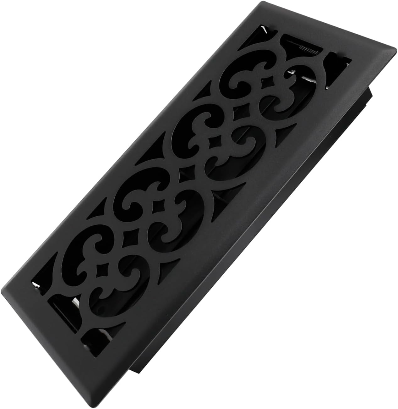 Howeall 4x10 Heavy Duty Walkable Floor Register Vent - Charlotte Design Matte Black, Adjustable Airflow Control