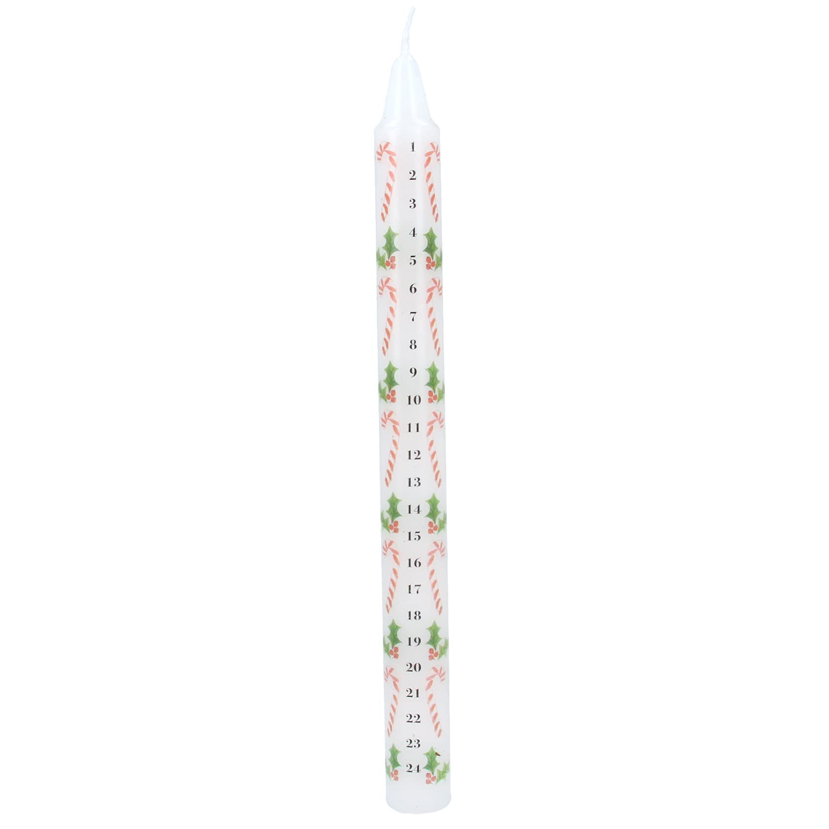 Gisela Graham Candy Cane and Holly Advent Candle 23cm