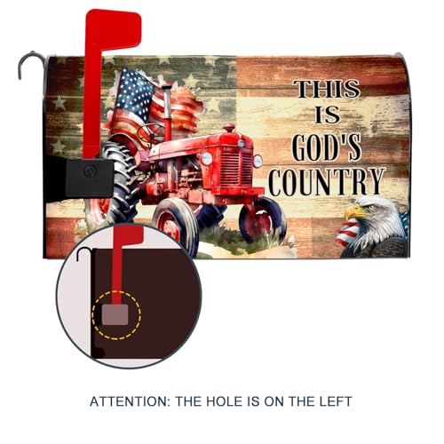 Mailbox Covers Magnetic Standard Size, Patriotic American Eagle Tractor Flag Mailbox Wraps 4th of July Decorations Accessories Independence Day US Post Letter Box Cover Outdoor Garden Decor-18\" X 21\"