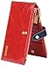 Borgasets RFID Blocking Women's Genuine Leather Wallet Credit Card Holder Zipper Purse Red