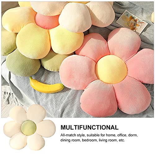 Lehu Flower Floor Pillow, Flower Shaped Seating Cushion -Cute Flowe Pillow For Girls Tweens Room Decor Floor Pillow For Reading And Lounging Comfy (White + Green-15'') #TOP4