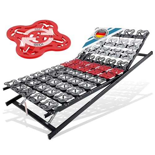 Matratzen Perfekt Tellerlattenrost 90x200 cm Fertig montiert Terra Med T-Flex 5 Zonen 55 Tellermodule bis 200 kg belastbar mit Härteverstellung