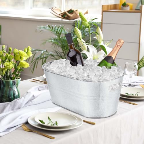 OBTANIM 4 Pack 4 Gallon Galvanized Ice Buckets Metal Champagne Drink Cooler Storage Ice Tub with Carry Handles for Beer Cocktails Wine Beverage Home Parties Bar Cooling Supplies - Thumbnail 6