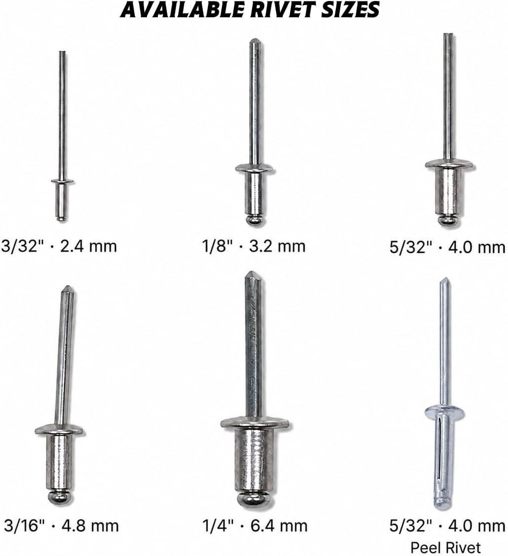 BEETOW 10-Inch Pop Rivet Gun Kit, 210 Rivets, Include 20 Peel Rivets