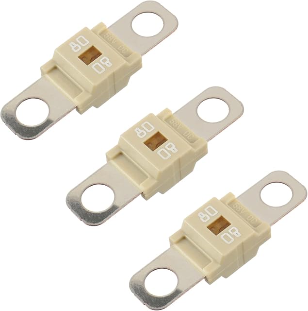 BOJACK AMI/Midi Fuse 80A High Current Fuse Bolt-on Fuse 80 Amp for Cars, Trucks, Construction Vehicles, Buses, Caravans (Pack of 3)