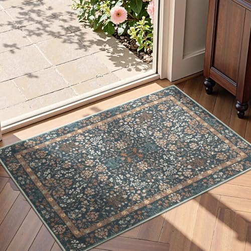 jinchan Zenith Floral 2x3 Rug for Entryway Washable Kitchen Rug