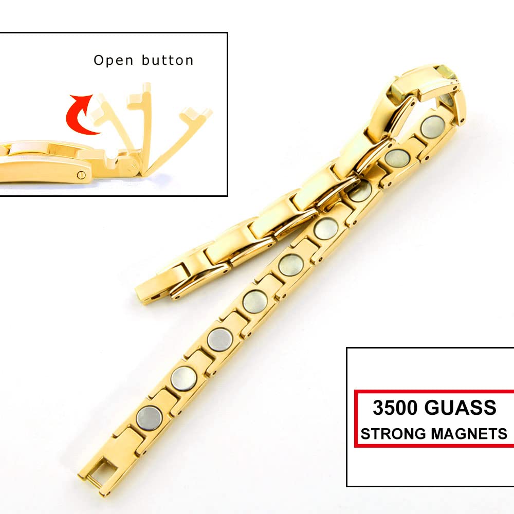 Bracciale Magnetico In Titanio E Acciaio 316L – Energetico E Alla Moda Per Coppie, Con Strumento Di Regolazione, Idea Regalo Unisex