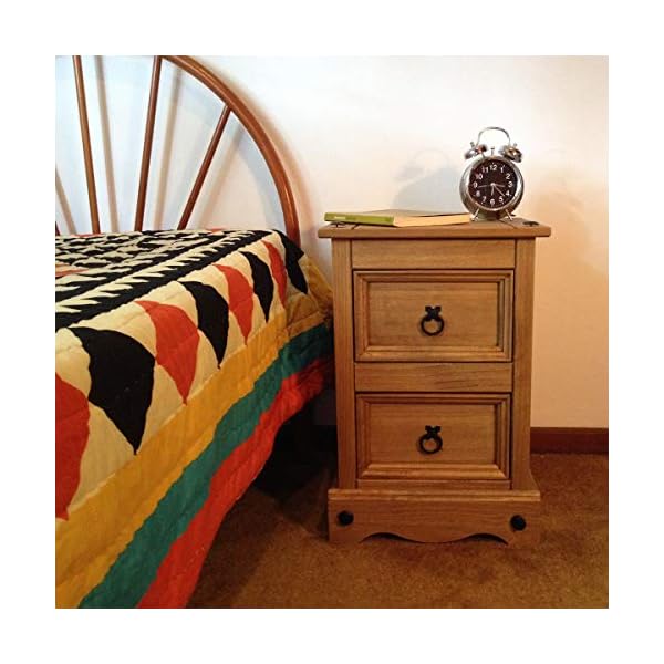 Corona Pair 2 Drawer Bedside Table, pine, 36cm x 32cm x 53cm - Image 3