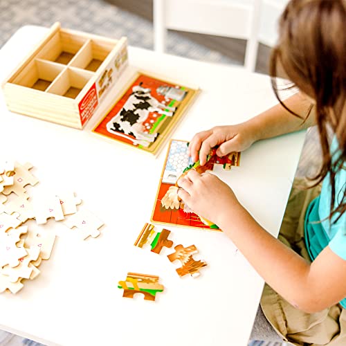 Melissa & Doug Animals 4-In-1 Wooden Jigsaw Puzzles Set - Pets And Farm - Toddler Wooden Jigsaw Puzzles, Animal Puzzles, Take-Along Puzzles For Toddlers And Kids Ages 3+ #TOP2