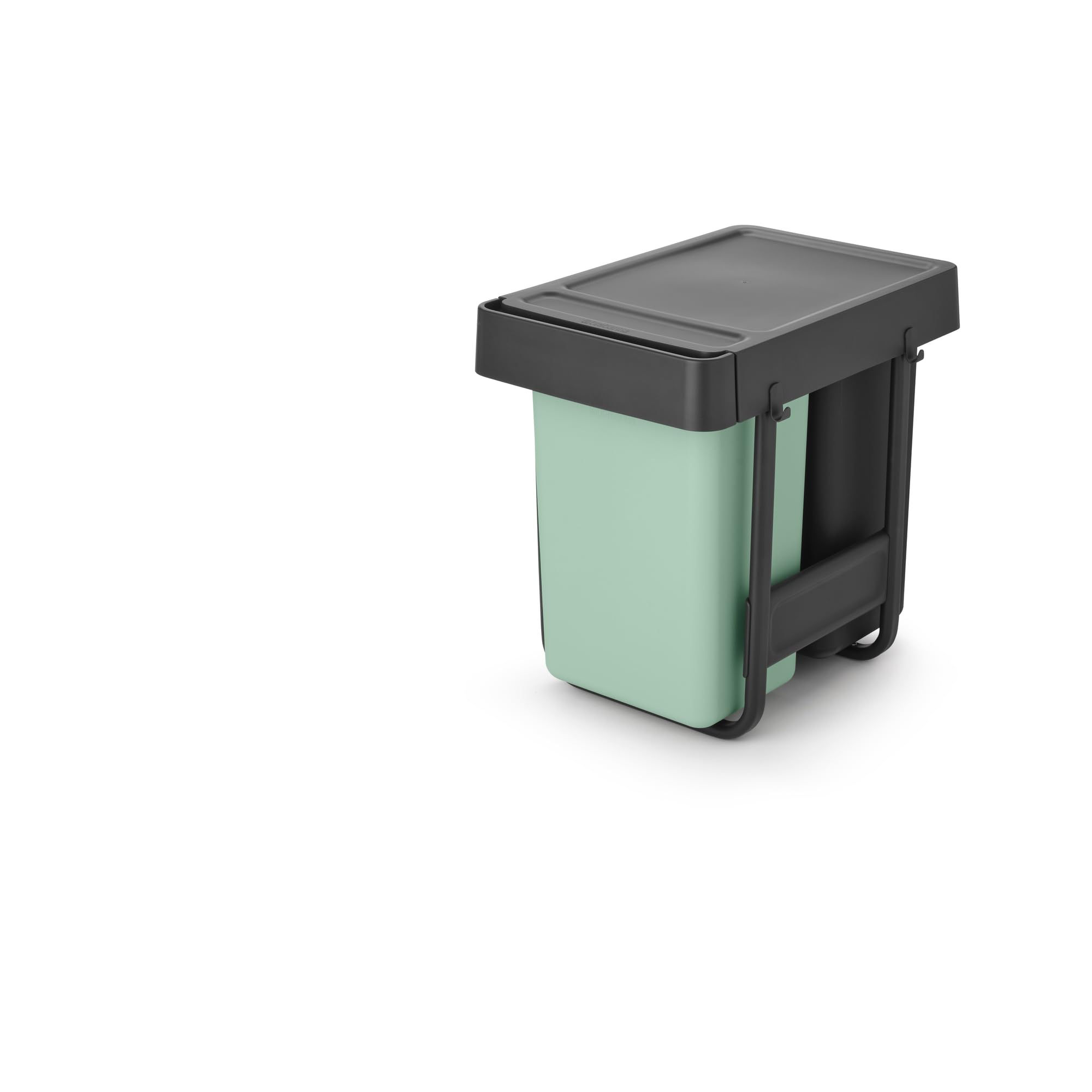 Brabantia Poubelle coulissante Sort & Go | Poubelle à compartiments 2 x 15 L à installer sous l'évier de la cuisine | Système de tri intégré avec rails coulissants et bacs amovibles | Grey & Green