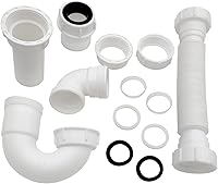 TGEOND 1-1/4" & 1-1/2" White P-Trap Kit with J-Bend, Threaded Adapter & Flexible Tailpiece - Leak-Proof Sink Drain for Kitchen & Bathroom