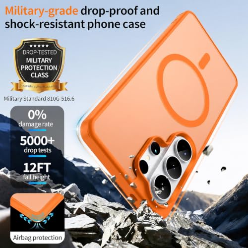 Image of Elzzi Magnetic Magsafe Case for Samsung Galaxy S26 Ultra 5G Cover, Compatible with MagSafe Translucent Matte Hard PC + TPU Back Cover, Slim Shock-Resistant Protective Case (Cosmic Orange)