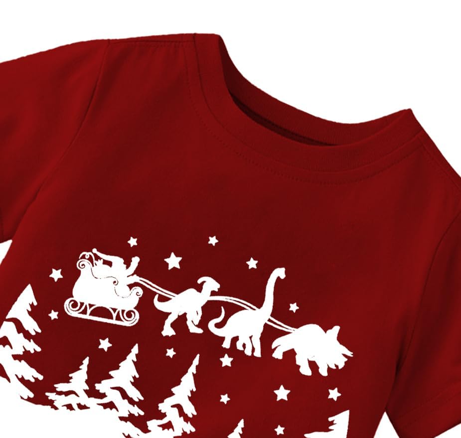 Toddler Kids Christmas T-Shirt - Short Sleeve Reindeer Holiday Tee, Merry Xmas Gift Top for Boys & Girls (Sizes 2T-6Y) 5