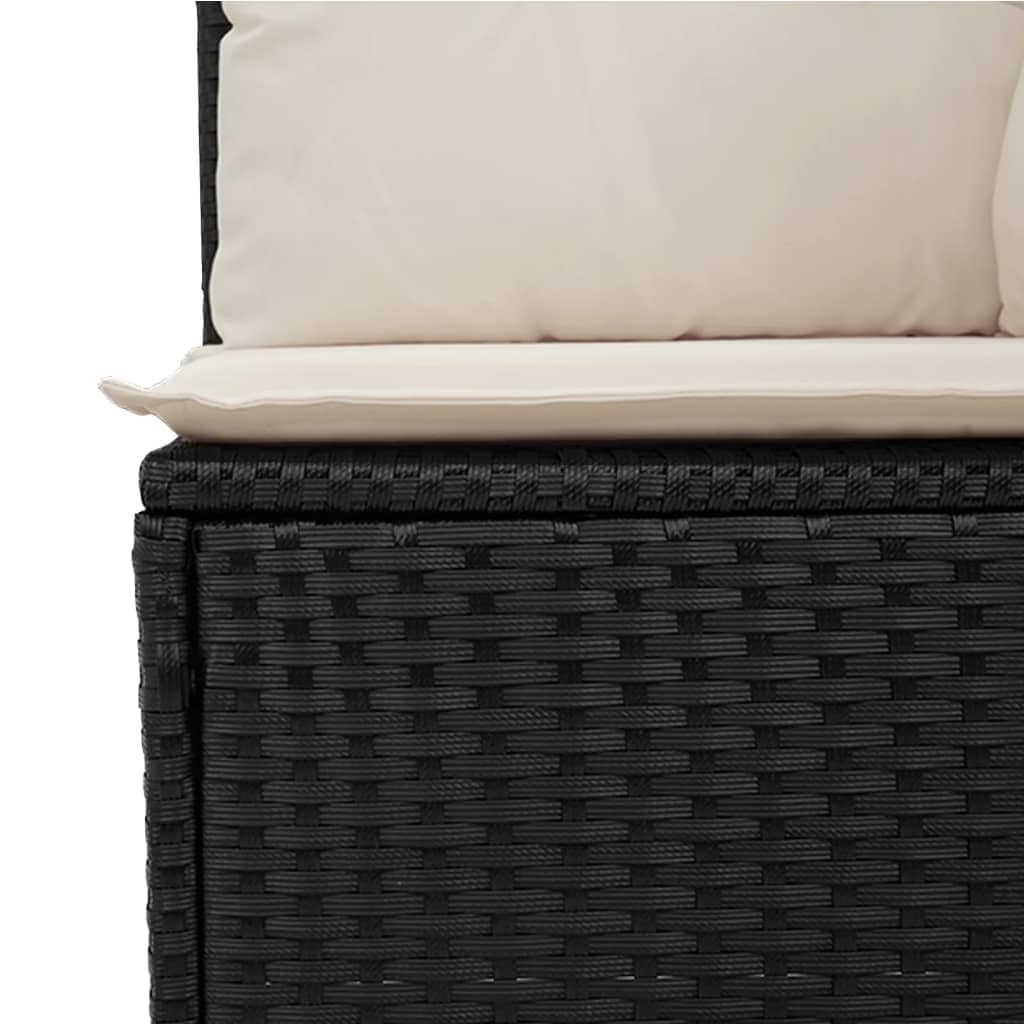Divano da Esterno 2 posti Divanetti Esterni da Giardino Salotto da Giardino Esterno Divanetti Esterno in Polyrattan-Nero-3 Posti-2