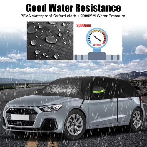 Halbe Autoabdeckung Ersatz für Audi A1 2010-2025, Softtop Dachschutz Autoabdeckung Wasserdicht, Halbe Garage mit Riemen, UV-beständig für jedes Wetter