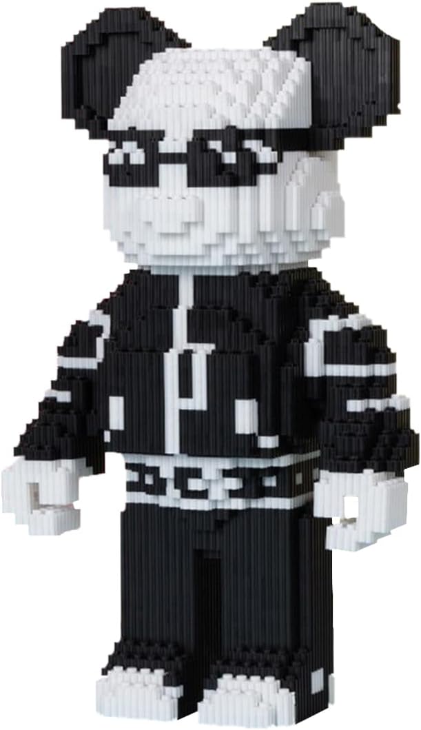 dOHOb Cool Black with Glasses Bear Building Block Set, 4416 Pieces, Collection Display Set for Adults
